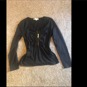 Michael Michael Kors Black fitted Top w zipper SzM